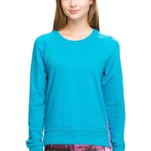Soffe Round Neck Long Sleeve Pullover Blue Y2K Girlhoodcore Zip Sweatshirt | M